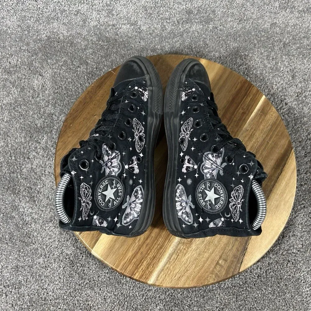 Converse Chuck Taylor All Star Kids Size 2 Black Celestial Moth High Top Shoes